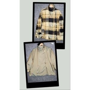 Mycra Pac One Reversible Silk Swing Coat Jacket Plaid Funnel Collar M/L USA Made